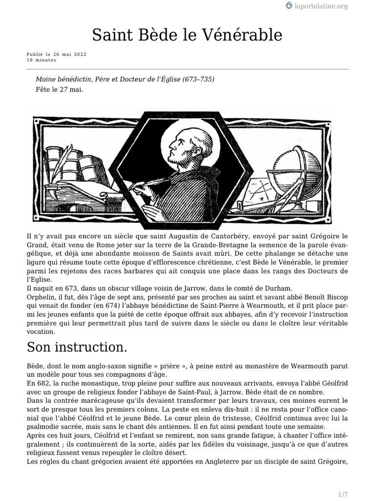 27 Mai Saint Bede Le Venerable | PDF | Bède le Vénérable | Relique