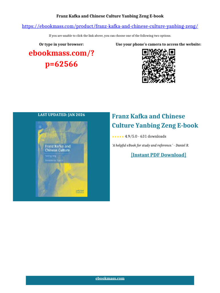 Franz Kafka and Chinese Culture Yanbing Zeng Ebook Digital Version 2026 ...