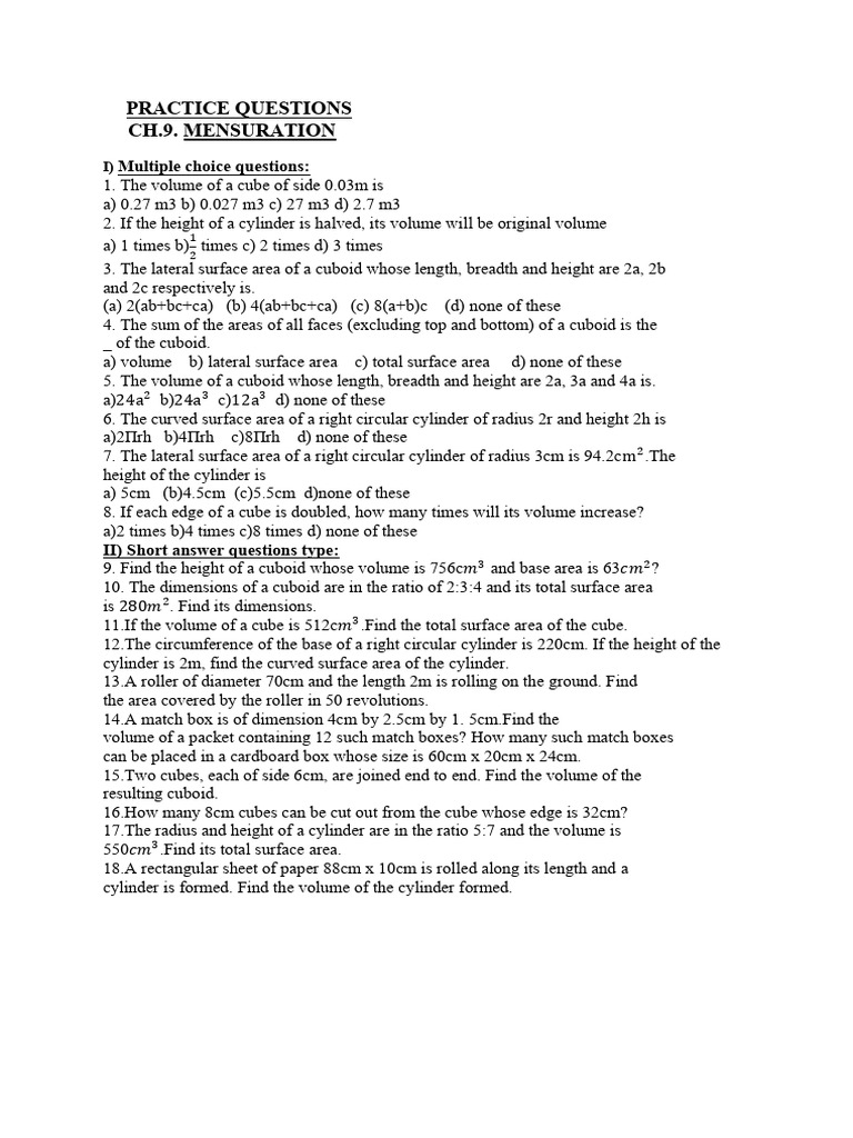 Practice Questions (Mathematics) | PDF