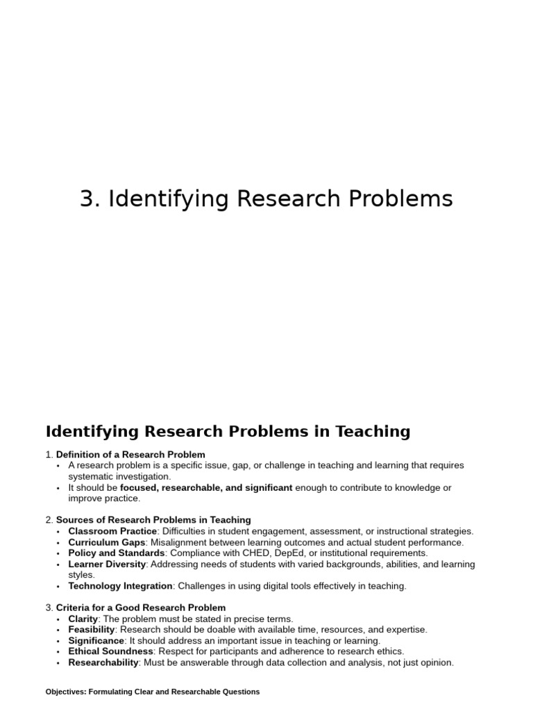 Lesson 3. Identifying Research Problems | PDF | Inquiry Based Learning ...