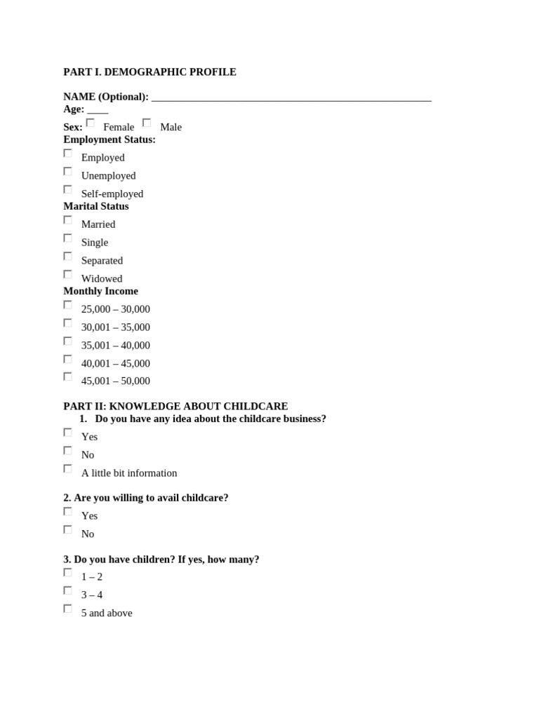 Questionnaire Final Final Nagd (1) | PDF | Child Care | Chess Theory
