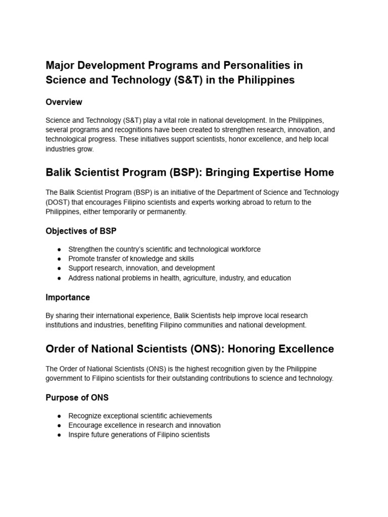 Major Development Programs and Personalities in ST Hand Outs | PDF ...