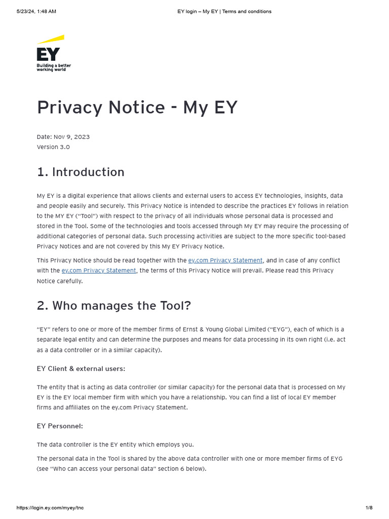 EY login – My EY _ Terms and conditions | PDF | Http Cookie | Privacy