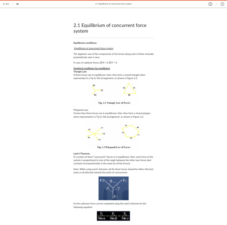 2.1 Equilibrium of Concurrent Force System | PDF