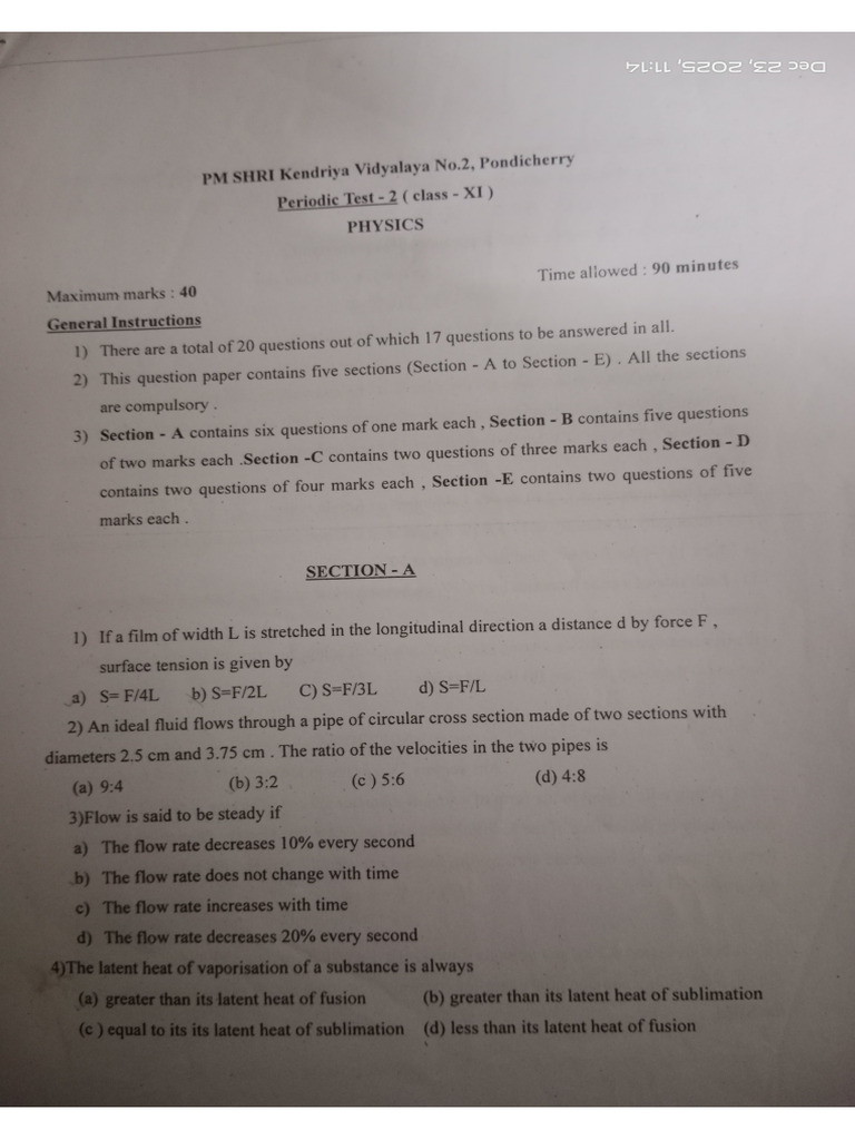 Phy PT 2 Last Year Paper | PDF