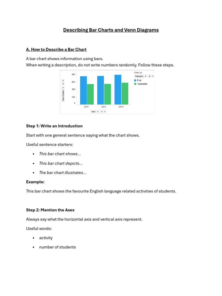 Describing Bar Charts and Venn Diagrams | PDF | Linguistics