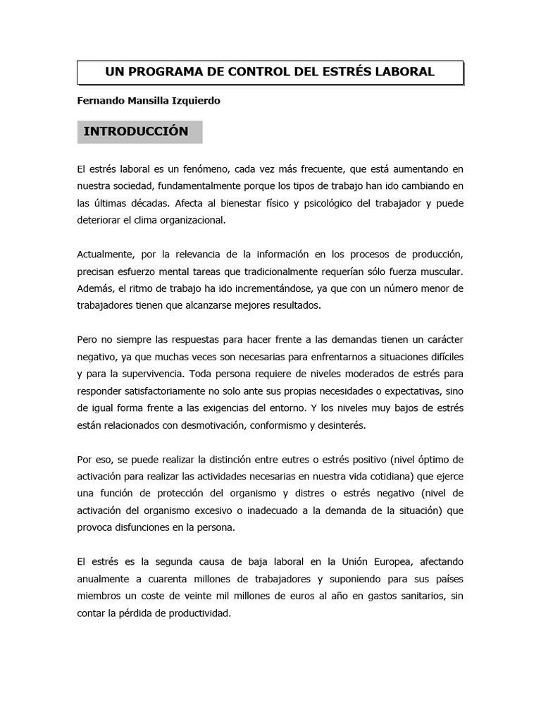Programa de Estrs Laboral 3435 | PDF | Estrés (biología) | Comportamiento