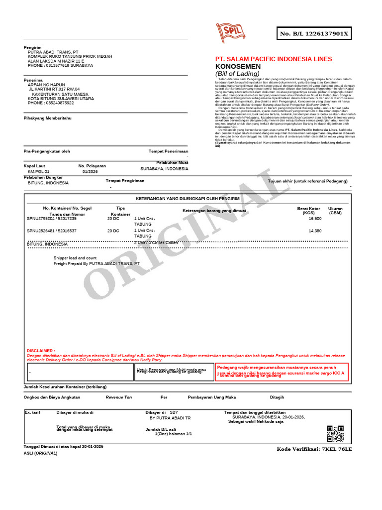 BL - PUTRA ABADI TR - 1226137901X-PGL-01-SBY-BIT-266-1.pdf - 20260128 ...