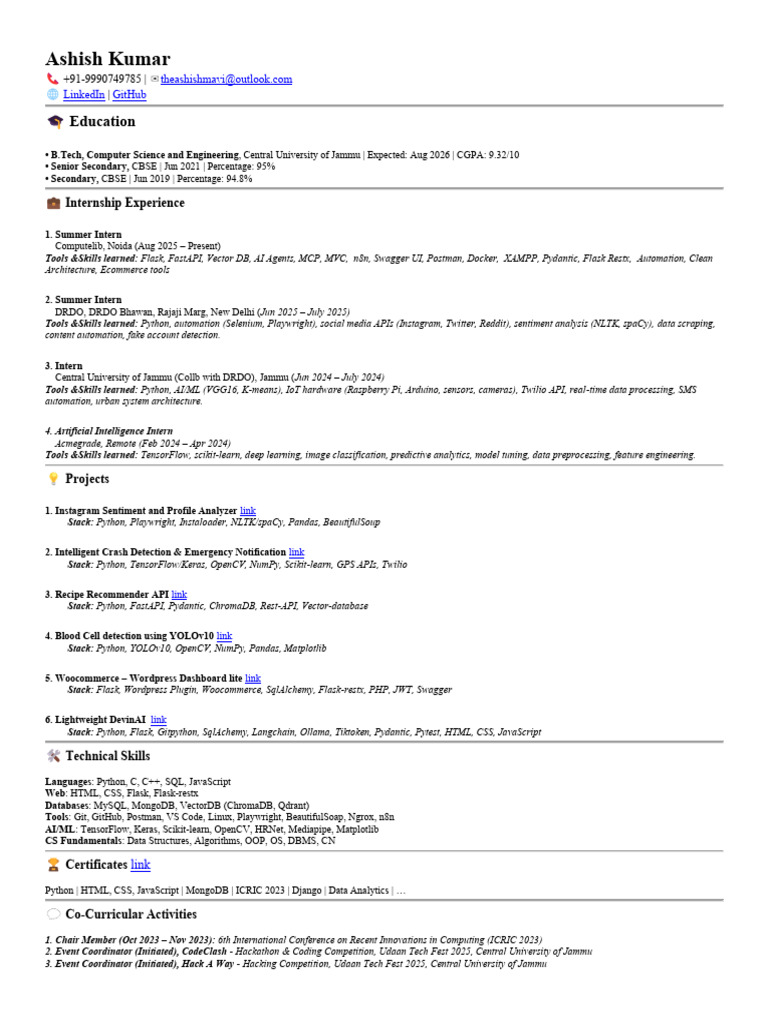Ashish Kumar Resume2 | PDF | Word Press | Computing