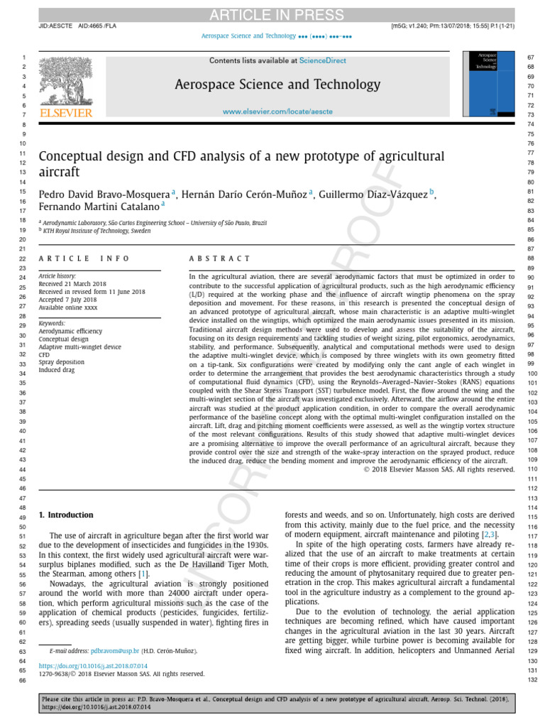 Conceptual Design and CFD Analysis of Agricultural Aircrafts | PDF ...