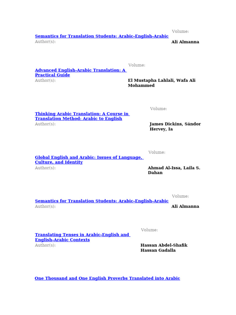 Arabic English Translation References Prof. Aref | PDF | Translations ...