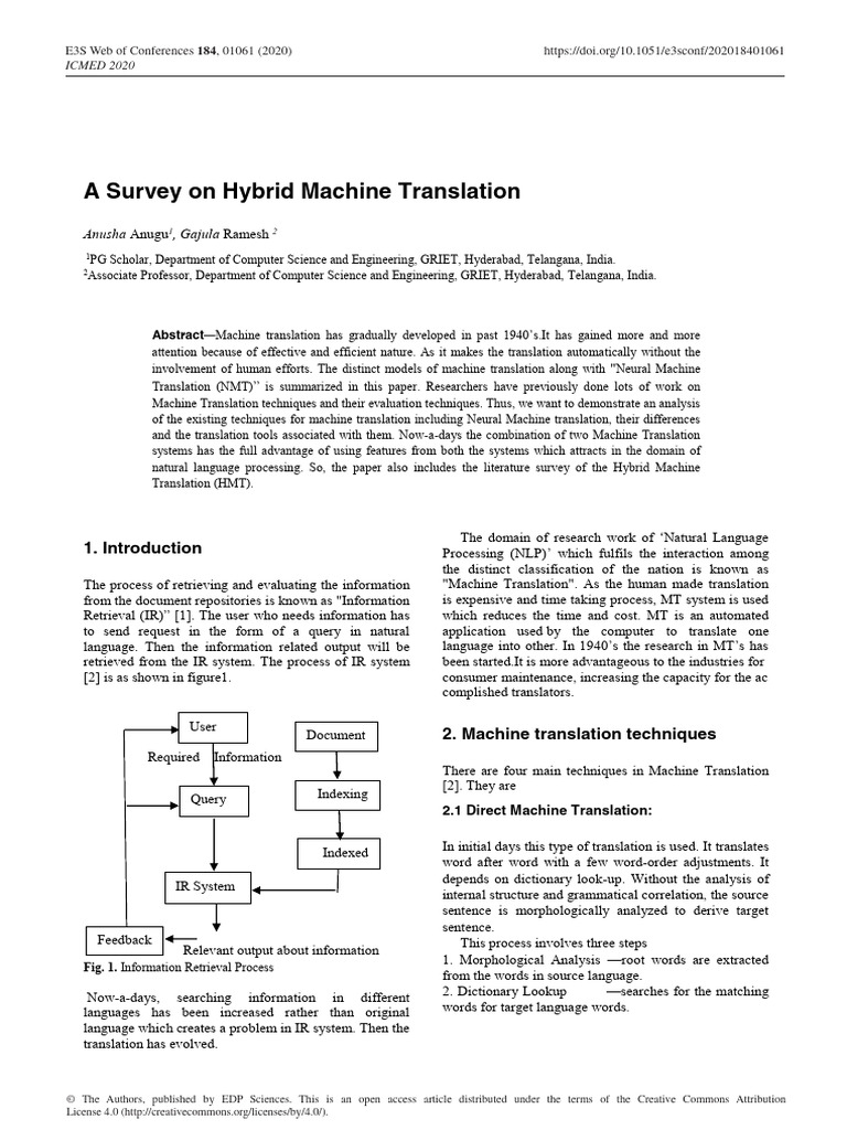 A Survey On Hybrid Machine Translation | PDF | Information Retrieval ...