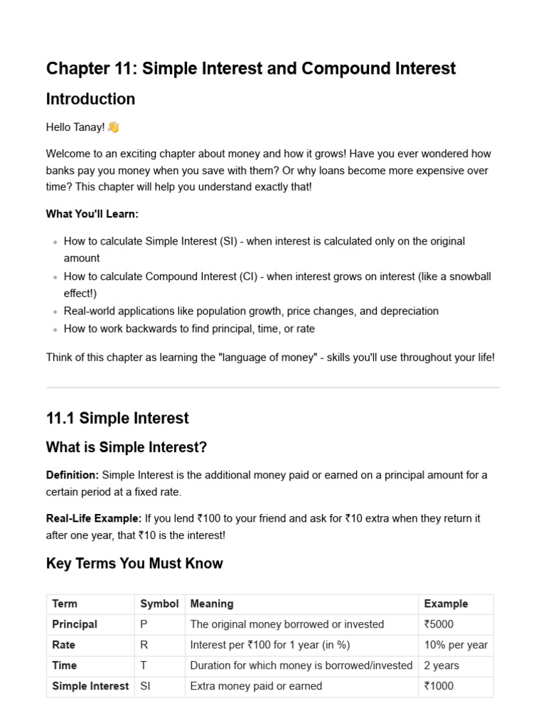 11-Simple and Compound Interest | PDF | Interest | Compound Interest