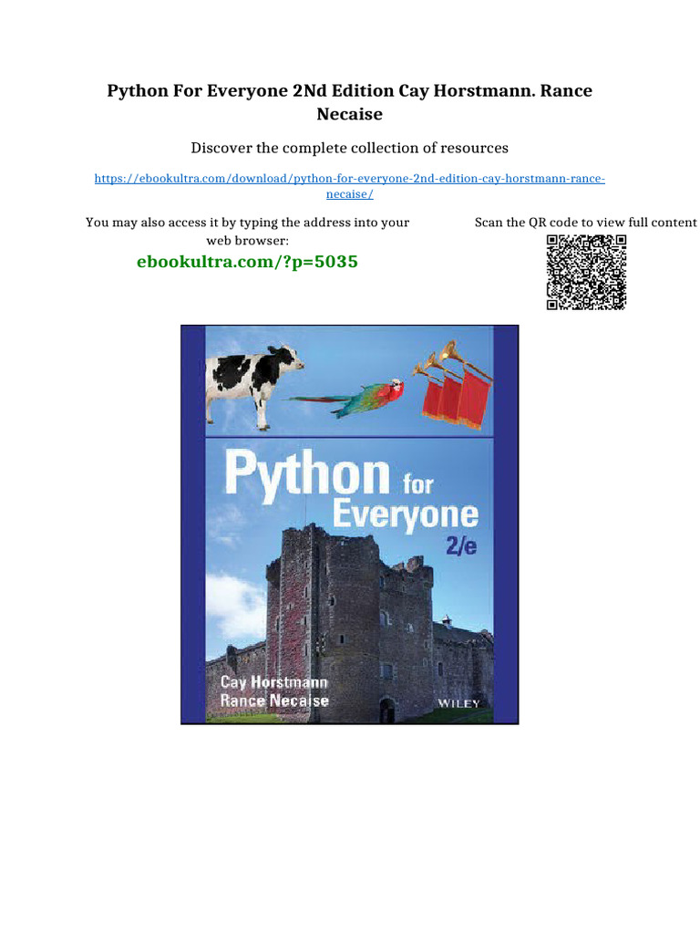 Python For Everyone 2nd Edition Cay Horstmann. Rance Necaise Updated ...