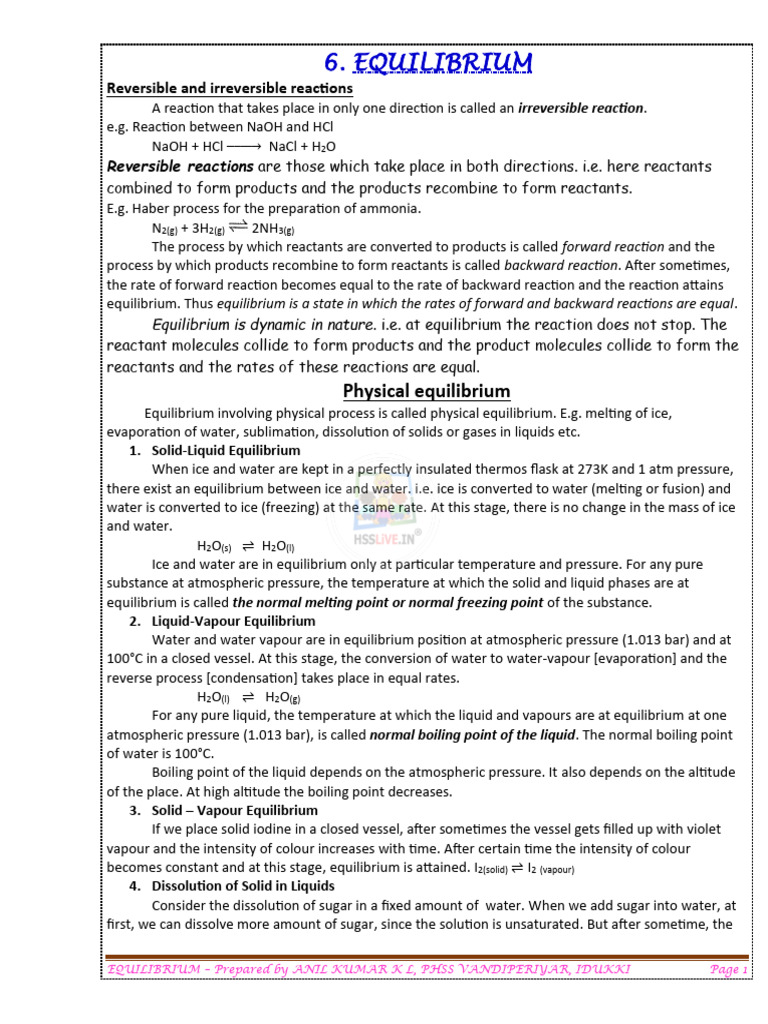 Hsslive Xi 6. Equilibrium | PDF | Teaching Methods & Materials ...