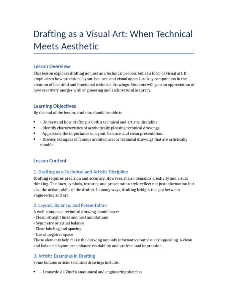 Drafting As Visual Art Handout | PDF | Drawing | Technical Drawing