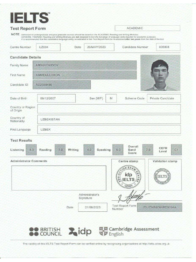 AbduvokhidovKhamidullokhon 4 Standardized-Tests Test-Report-Form - (TR ...