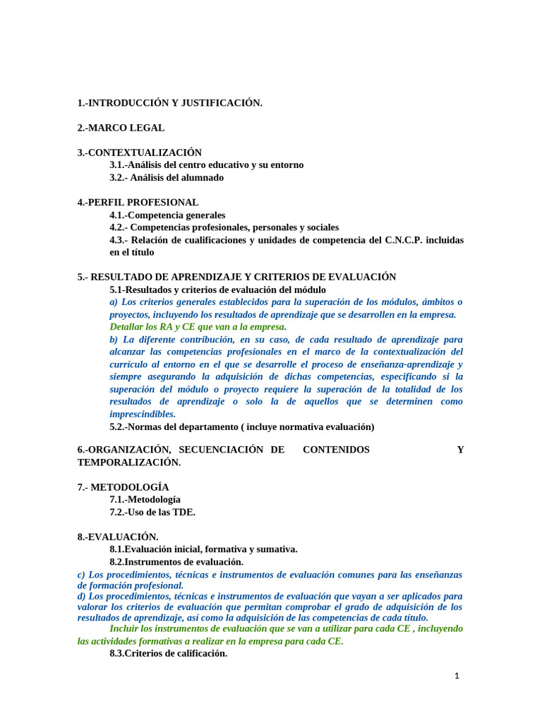 Ítems Programaciones Didácticas Fp | PDF | Evaluación | Plan de estudios