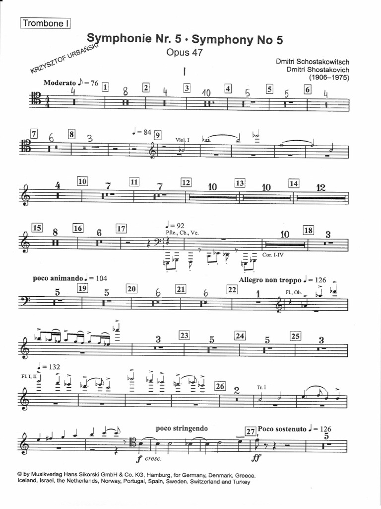 Shostakovich 5 trombón y tuba | PDF