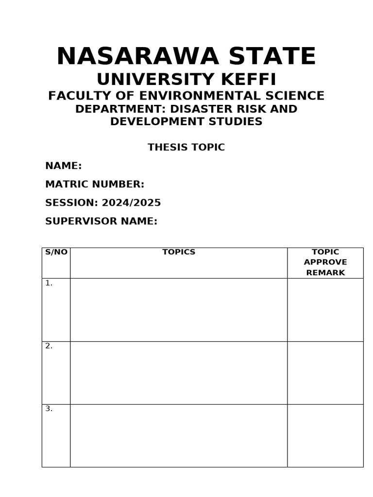 Thesis Topic Blank | PDF