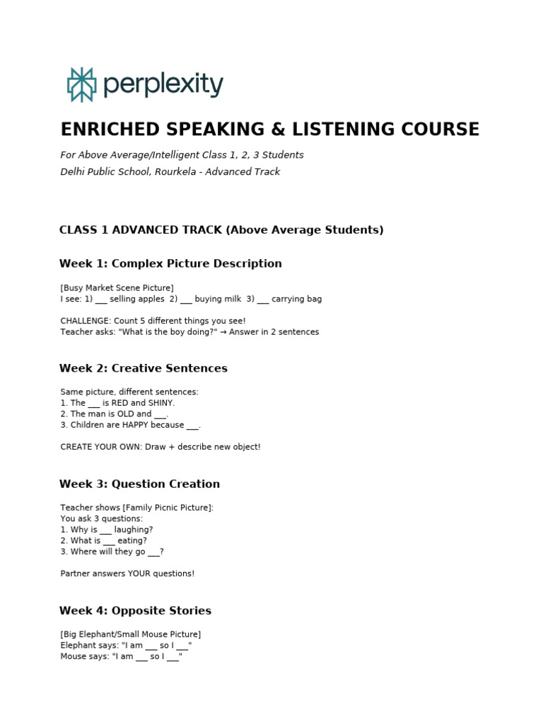 Enriched Speaking & Listening Course Asl | PDF | Cognition | Cognitive ...