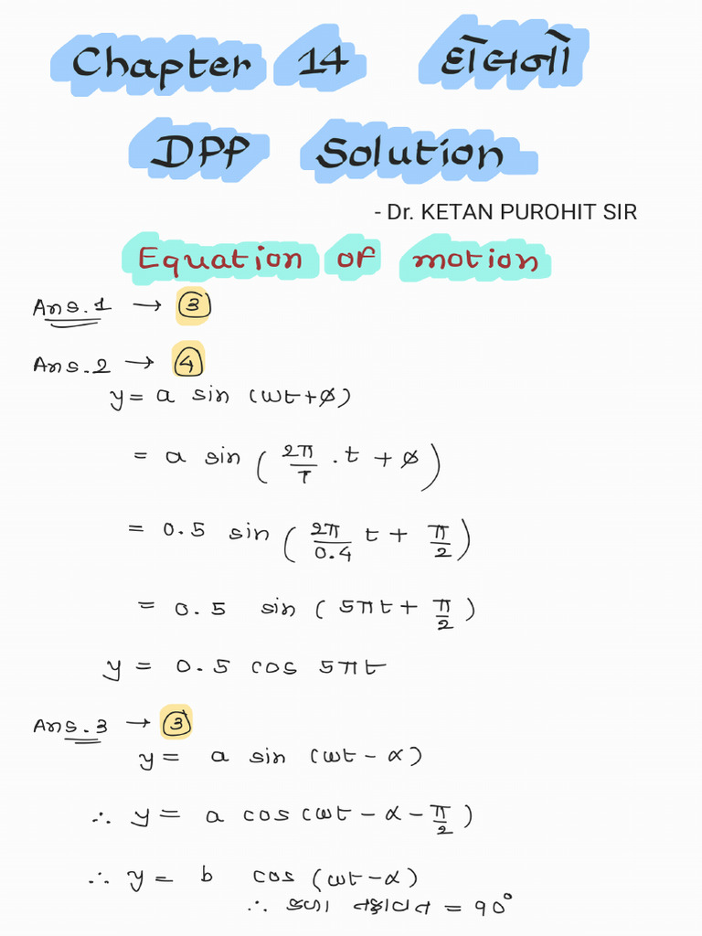 Oscillations Dpp Solution (Kpp Sir) | PDF