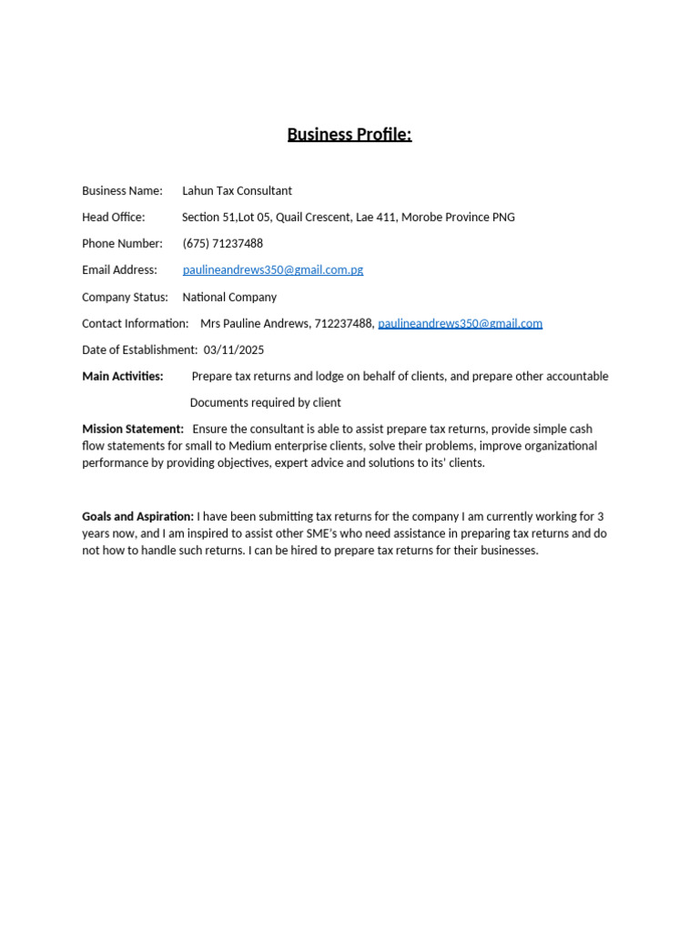 Business Profile | PDF