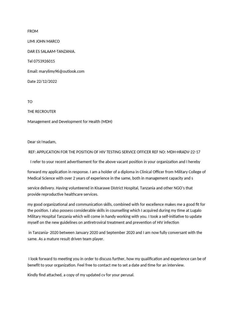 Limi Marco Application Letter | PDF
