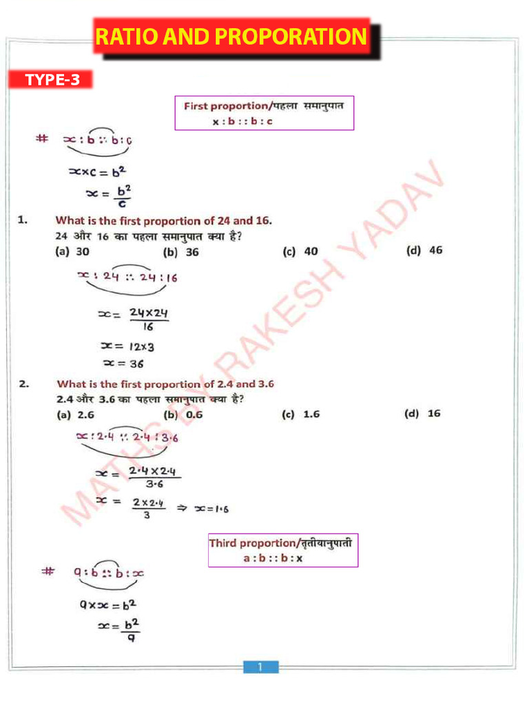 Ratio and Proportion Notes 06-10-692846_crwill | PDF