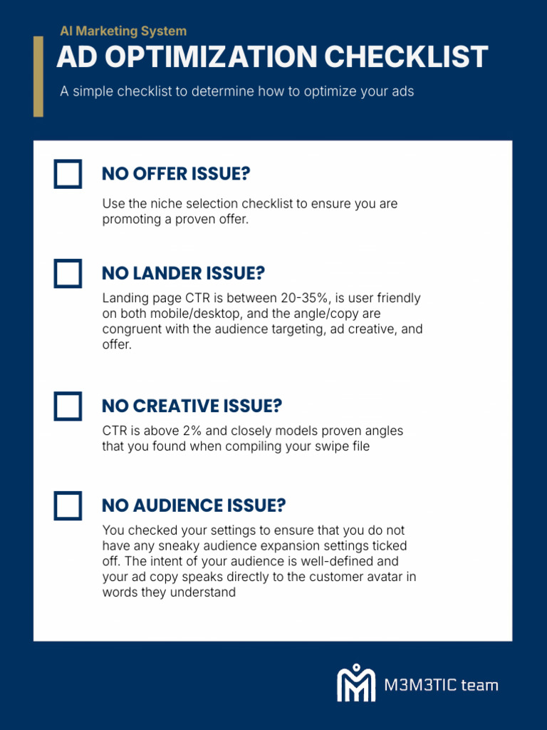 Ad Optimization Level 2 Checklist | PDF