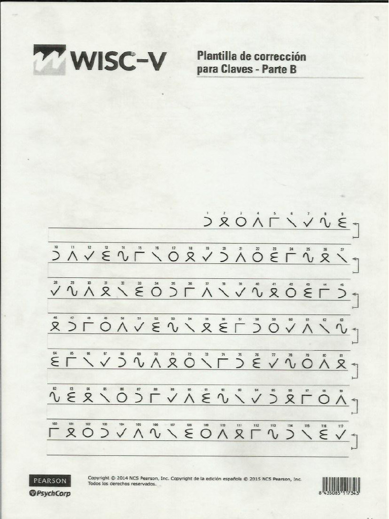 Wisc-V - Plantilla de Correcion para Claves - Parte B | PDF