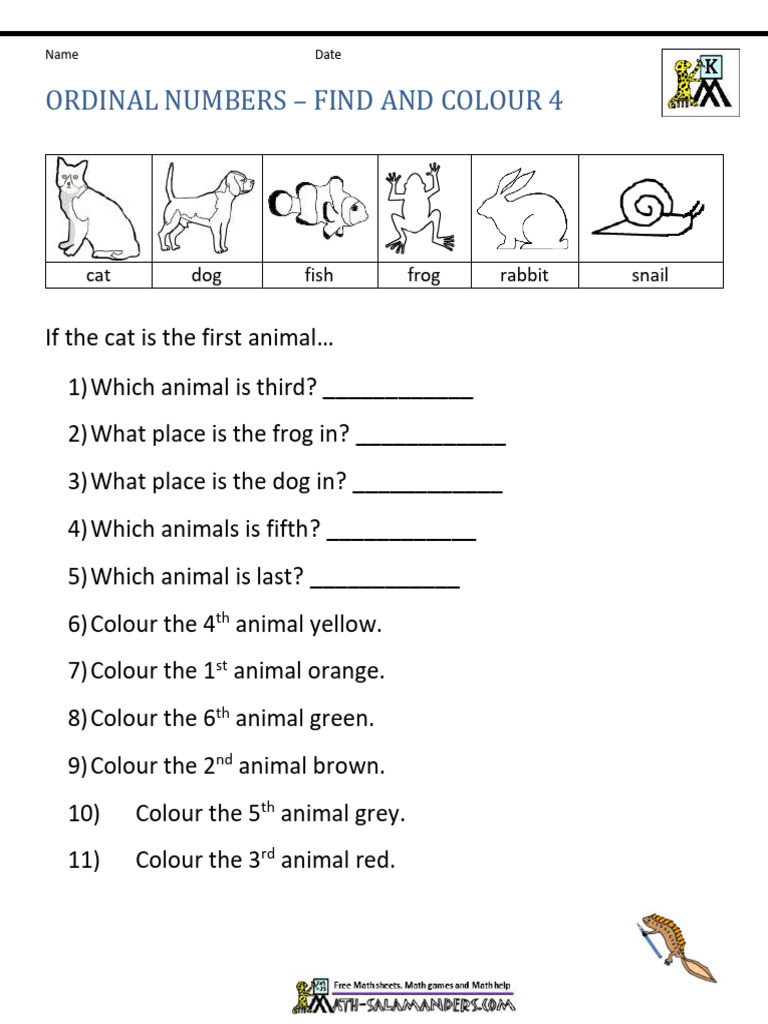 Ordinal Numbers Find and Color 4uk | PDF