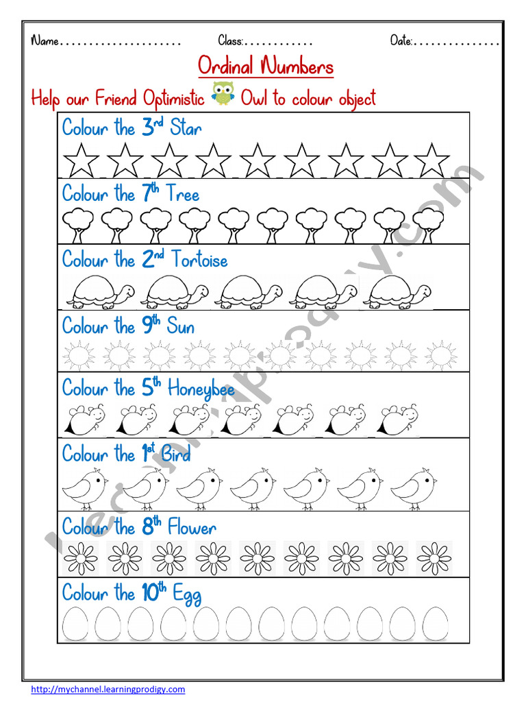 Ordinal Numbers Colouring | PDF