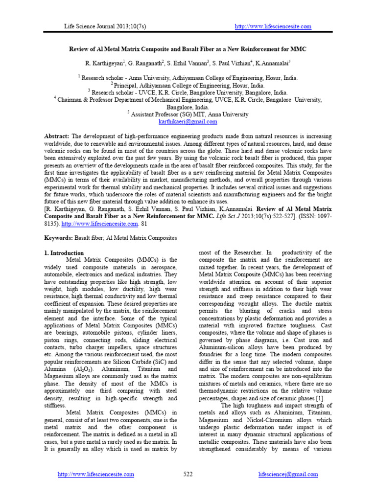Review of Al Metal Matrix Composite and | PDF | Composite Material | Metals