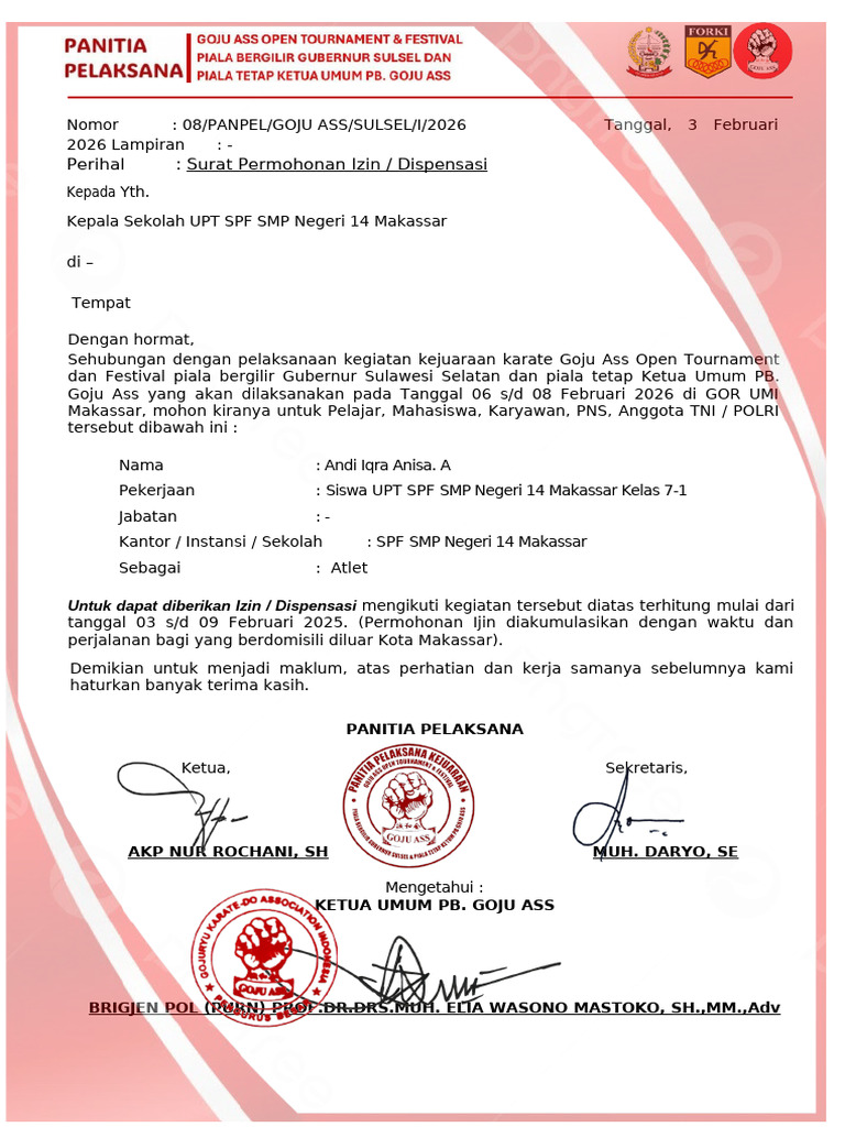 Permohonan Ijin (Dispensasi) | PDF