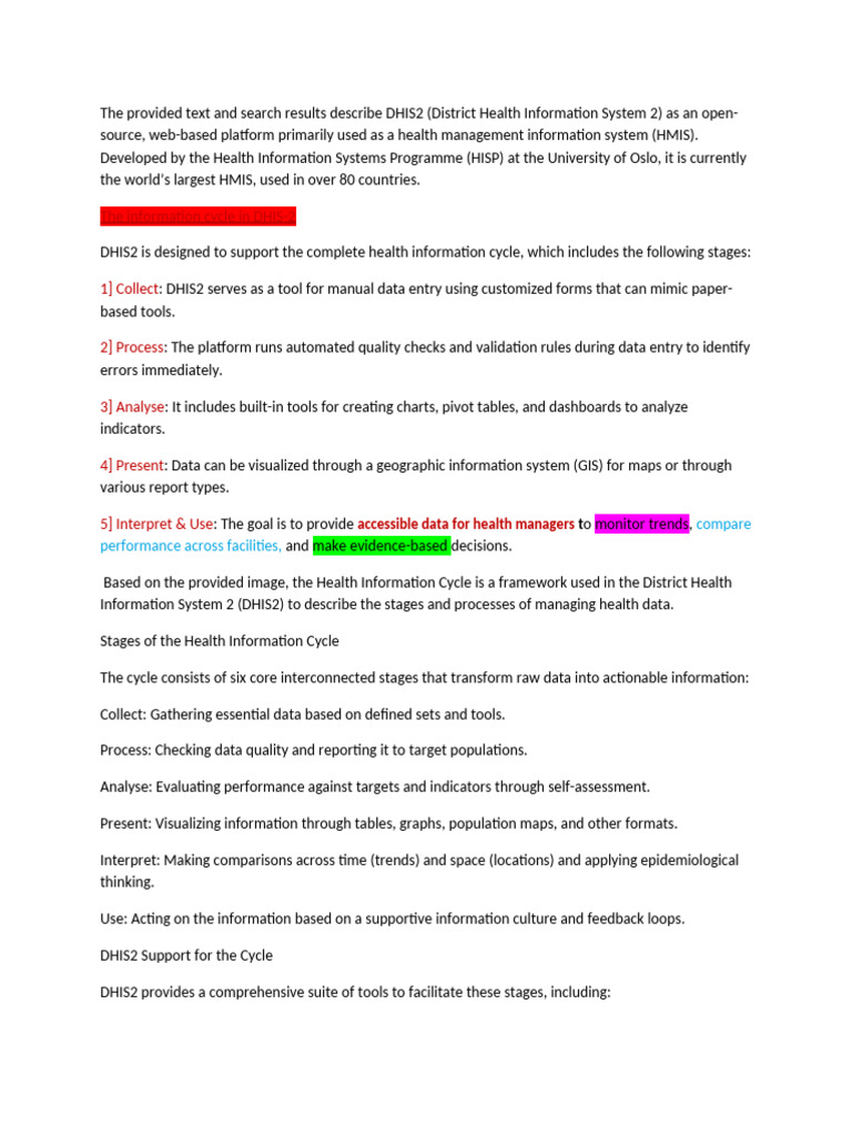 DHIS-2 Information Cycle | PDF | Geographic Information System ...