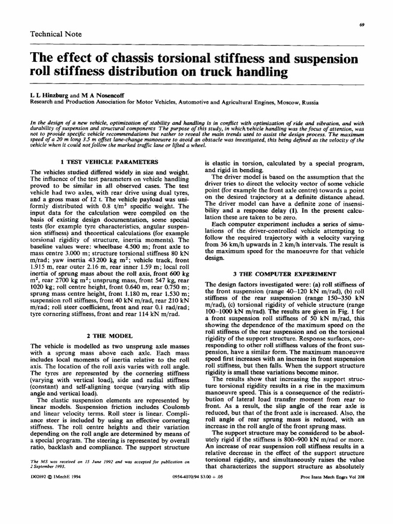 The Effect of Chassis Torsional Stiffness and Suspension Roll Stiffness ...