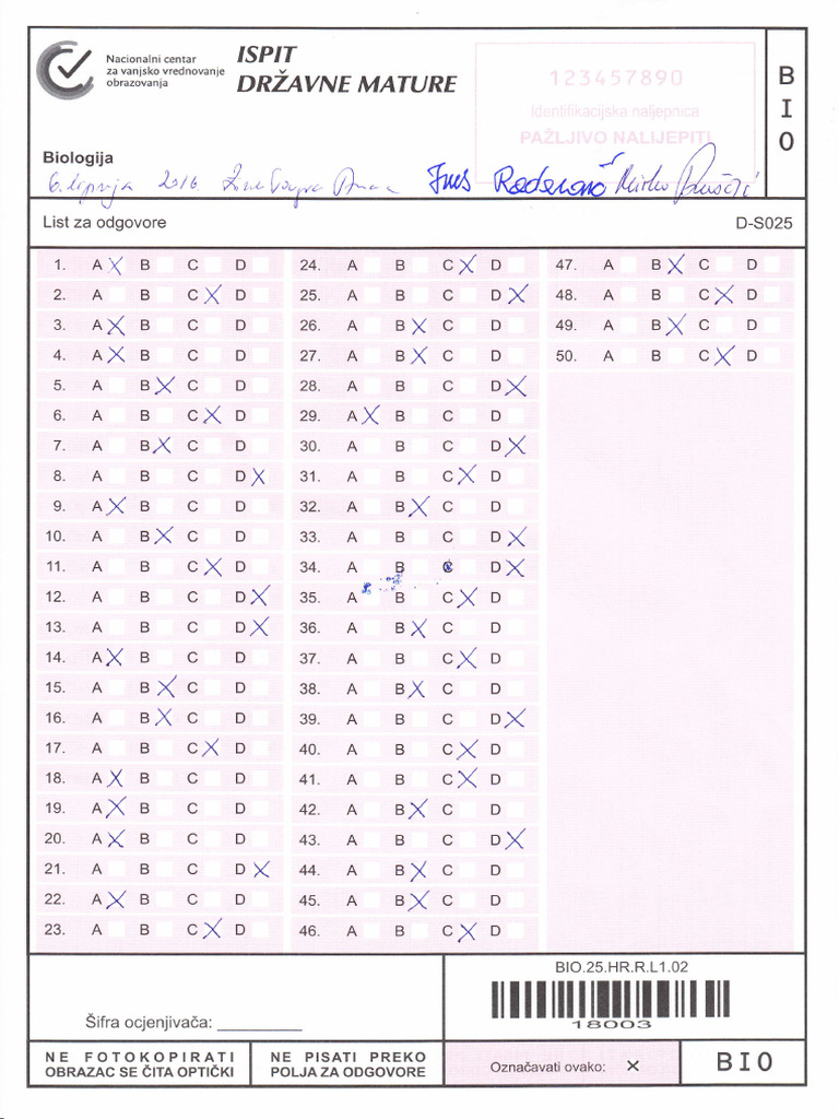 BIO List Sa Odgovorima | PDF