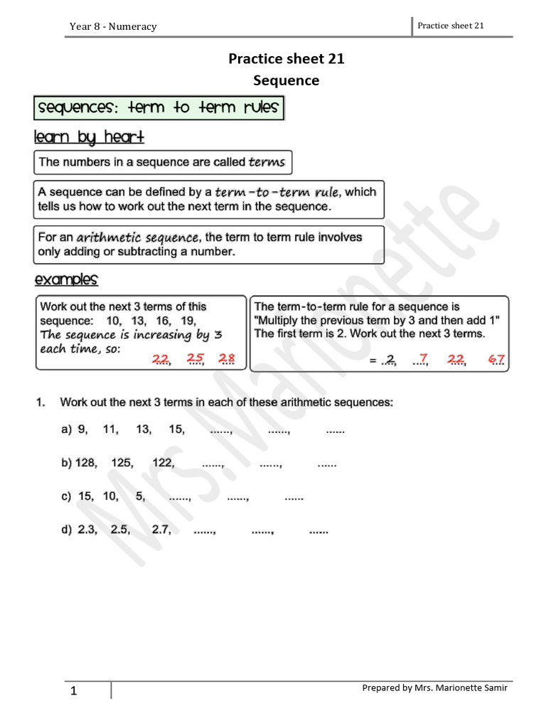 Y8 Practice Sheet 21 Sequence | PDF | Chess Theory | Chess