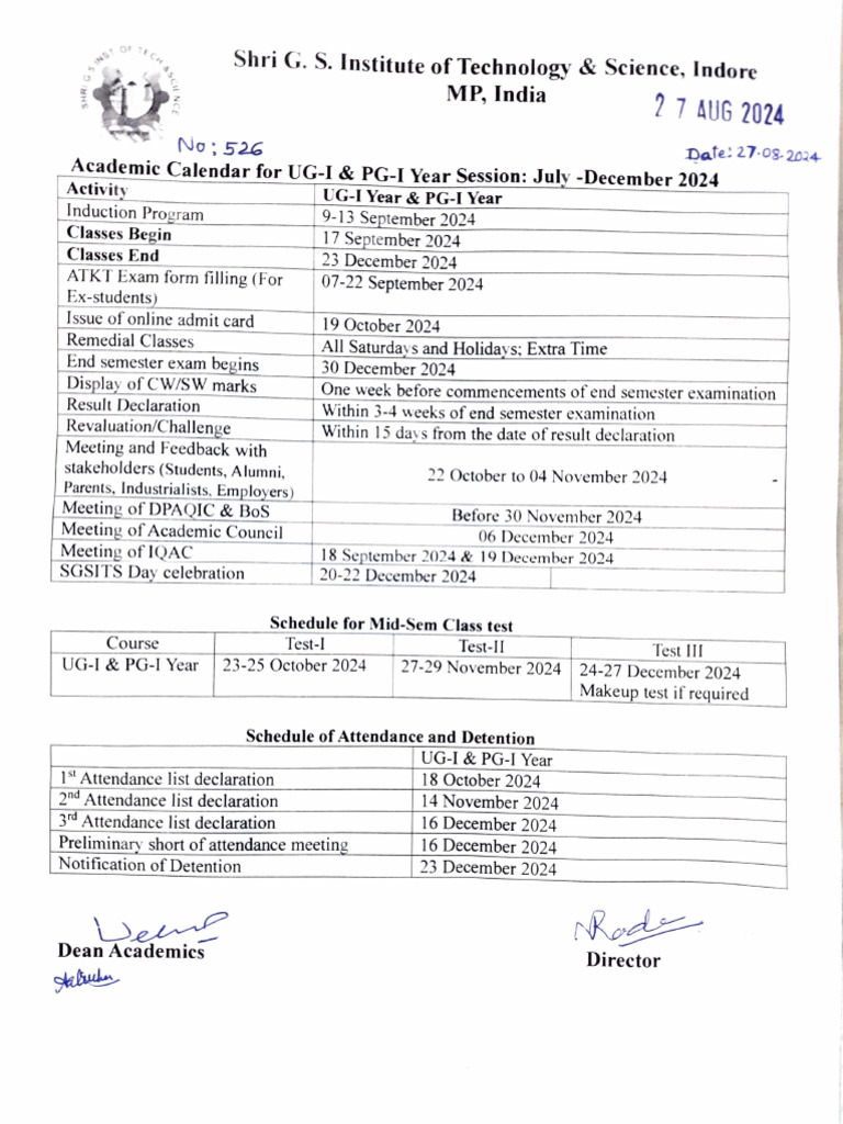 First Year Academic Calender 2024 25 | PDF | Academic Term | Public ...
