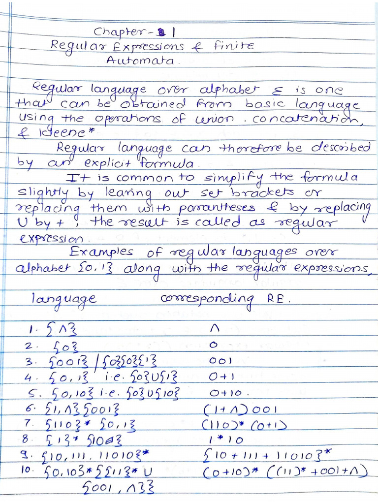 TOC Unit 1 Regular Expressions | PDF