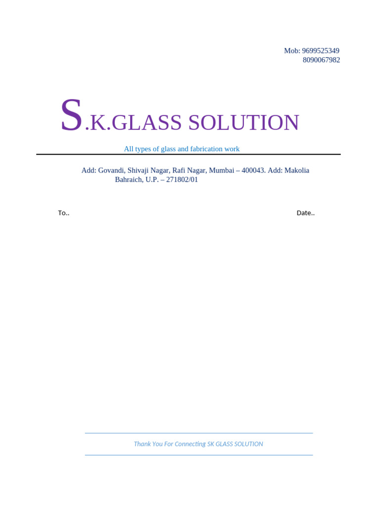 .K.Glass Solution: All Types of Glass and Fabrication Work | PDF