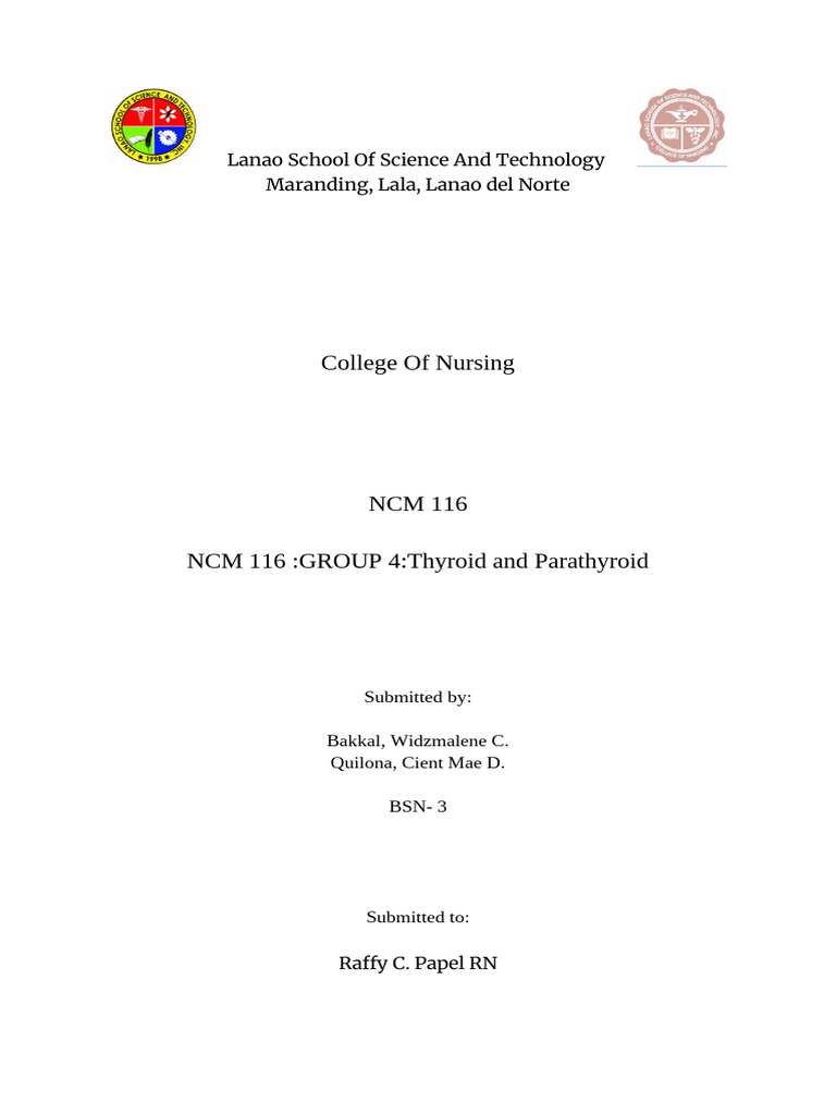 NCM 116 GROUP 4 Thyroid and Parathyroid 1 | PDF | Thyroid | Hypothyroidism