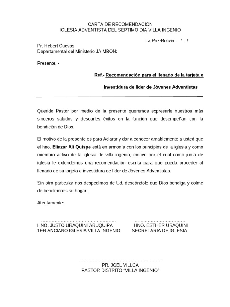 Carta de Recomendación Eliazar Ja | PDF