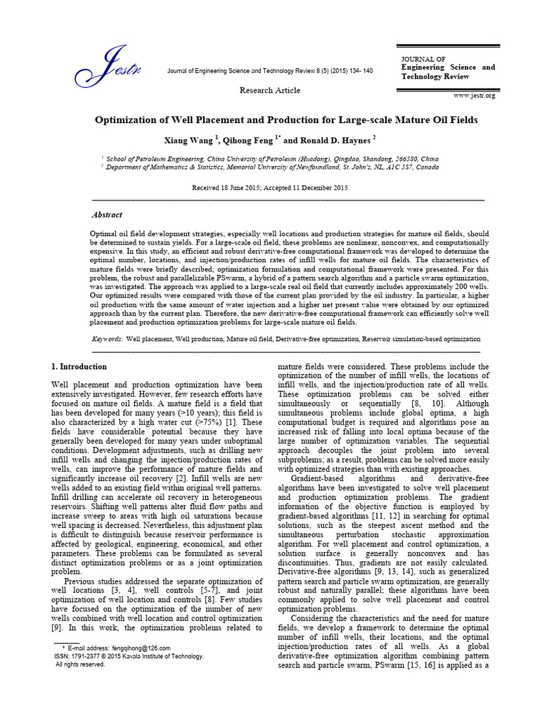 Optimization of Well Placement and Production For | PDF | Mathematical ...