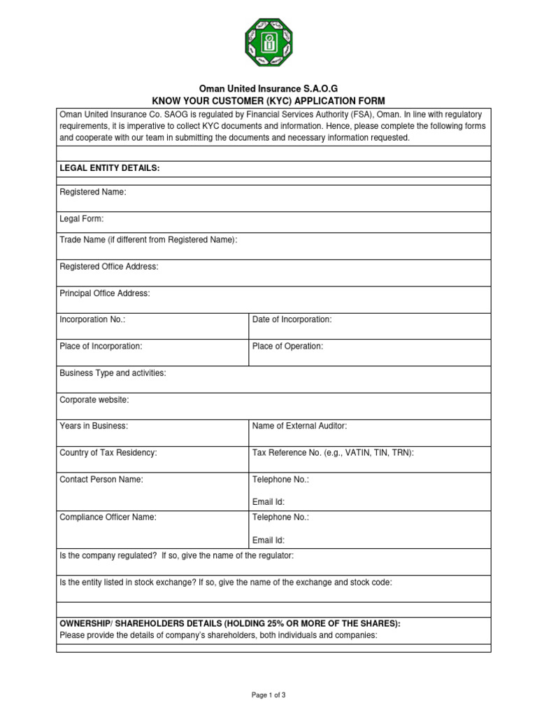 OUIC KYC Legal Entity - en | PDF | Business | Business Law