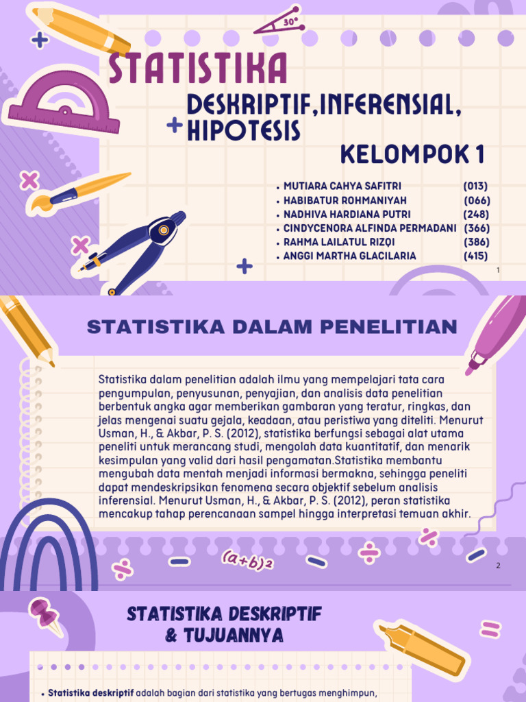 Kel.1 STATISTIKA (Deskriptif, Inferensial, Hipotesis) | PDF