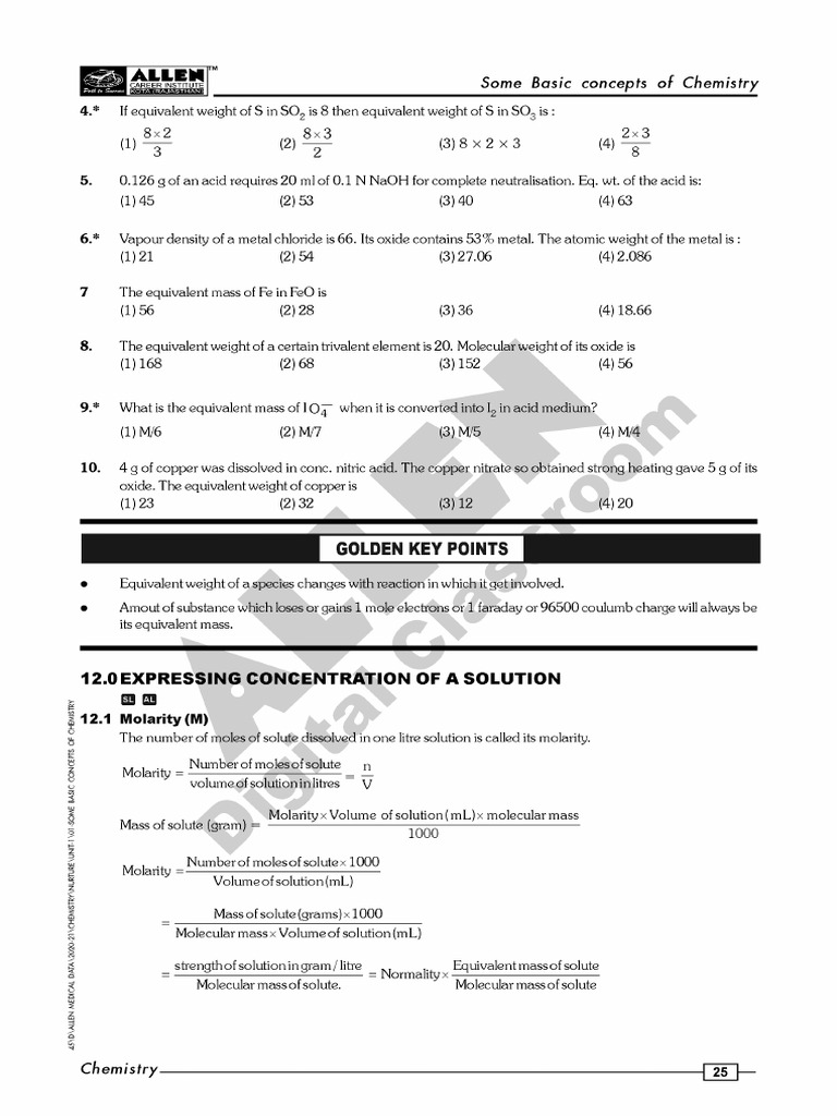 Mole Concept-Module Part-3 | PDF