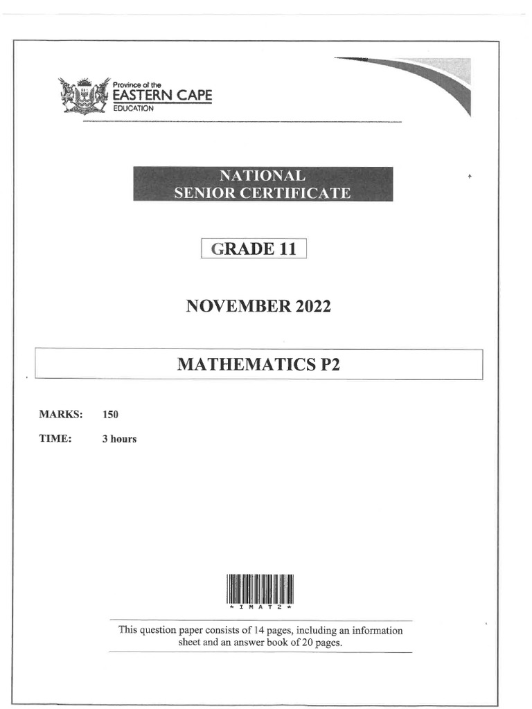 2022 Grade 11 Maths November Paper 2 | PDF