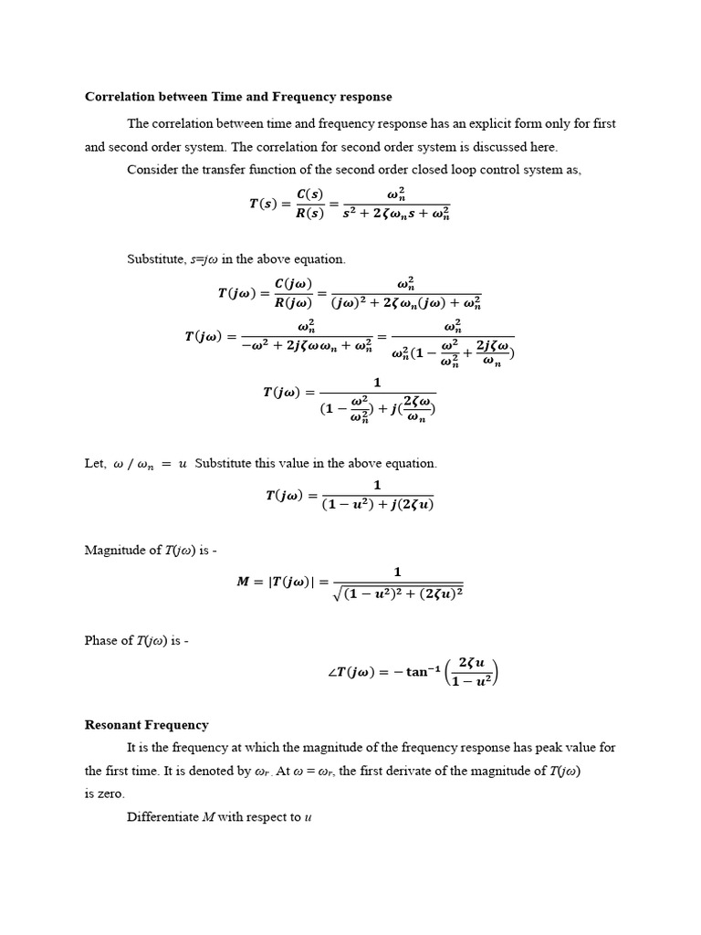 Correlation Between Time and Frequency Response | PDF | Resonance ...